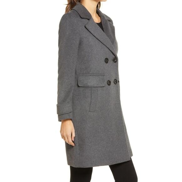 Sam Edelman Women's Wool Blend Peacoat Size 4 Gray Double Breasted Winter Coat - Picture 4 of 12